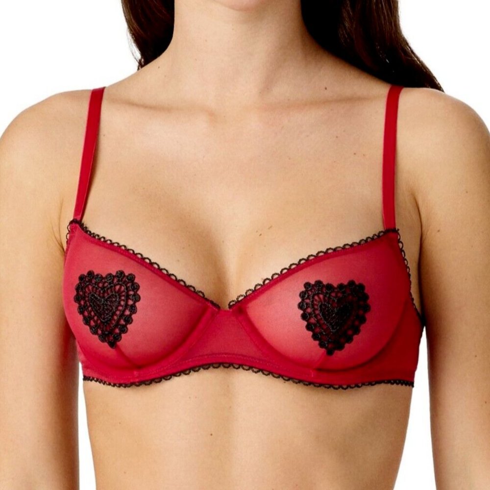 Adored by Adore Me Women’s Ava Unlined Mesh Embroidery Underwire Bra Size 38D